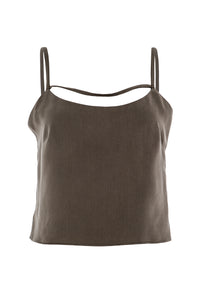 CUT-OUT TOP IN OLIVE GREEN