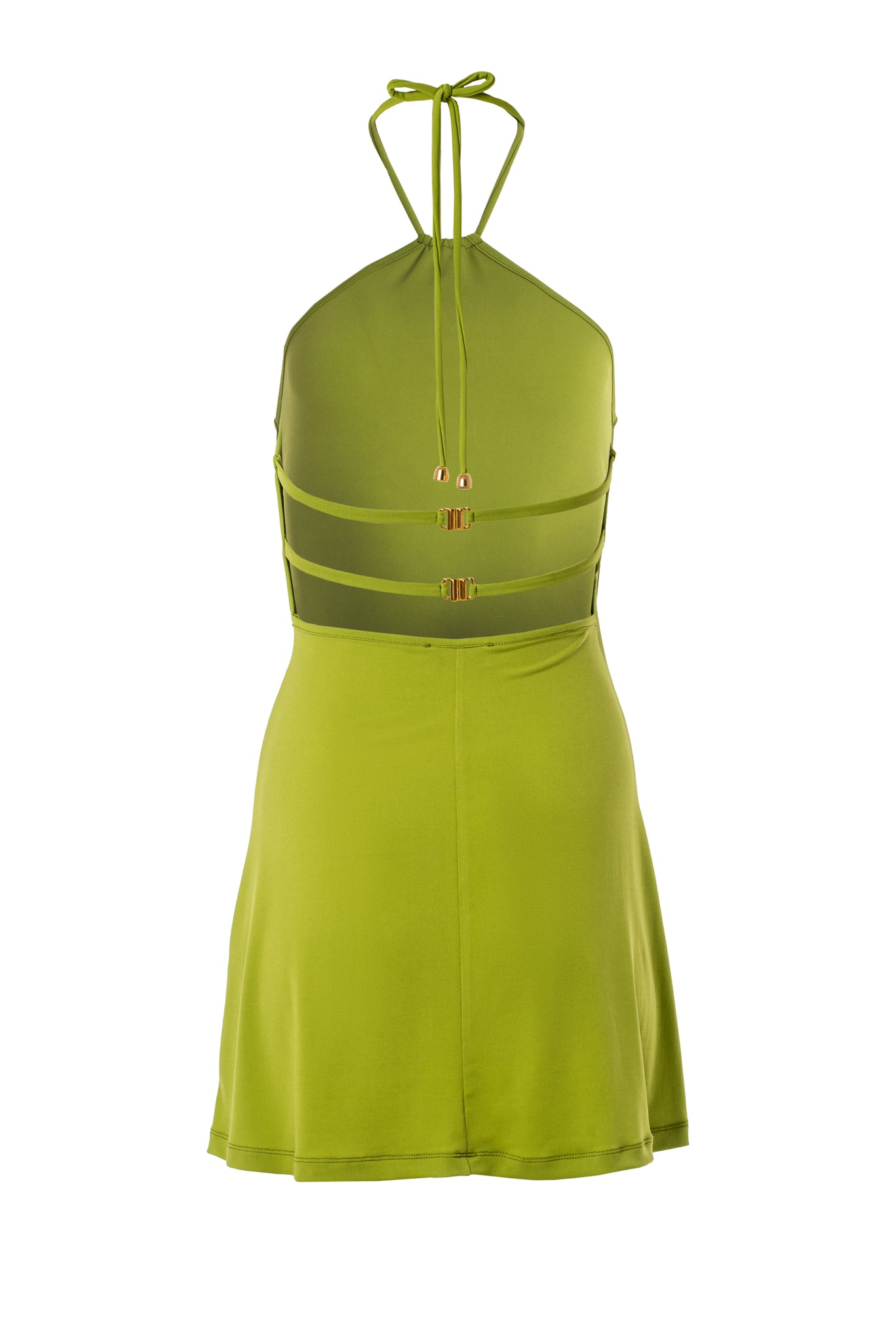 Halter Mini Dress in Lime Green
