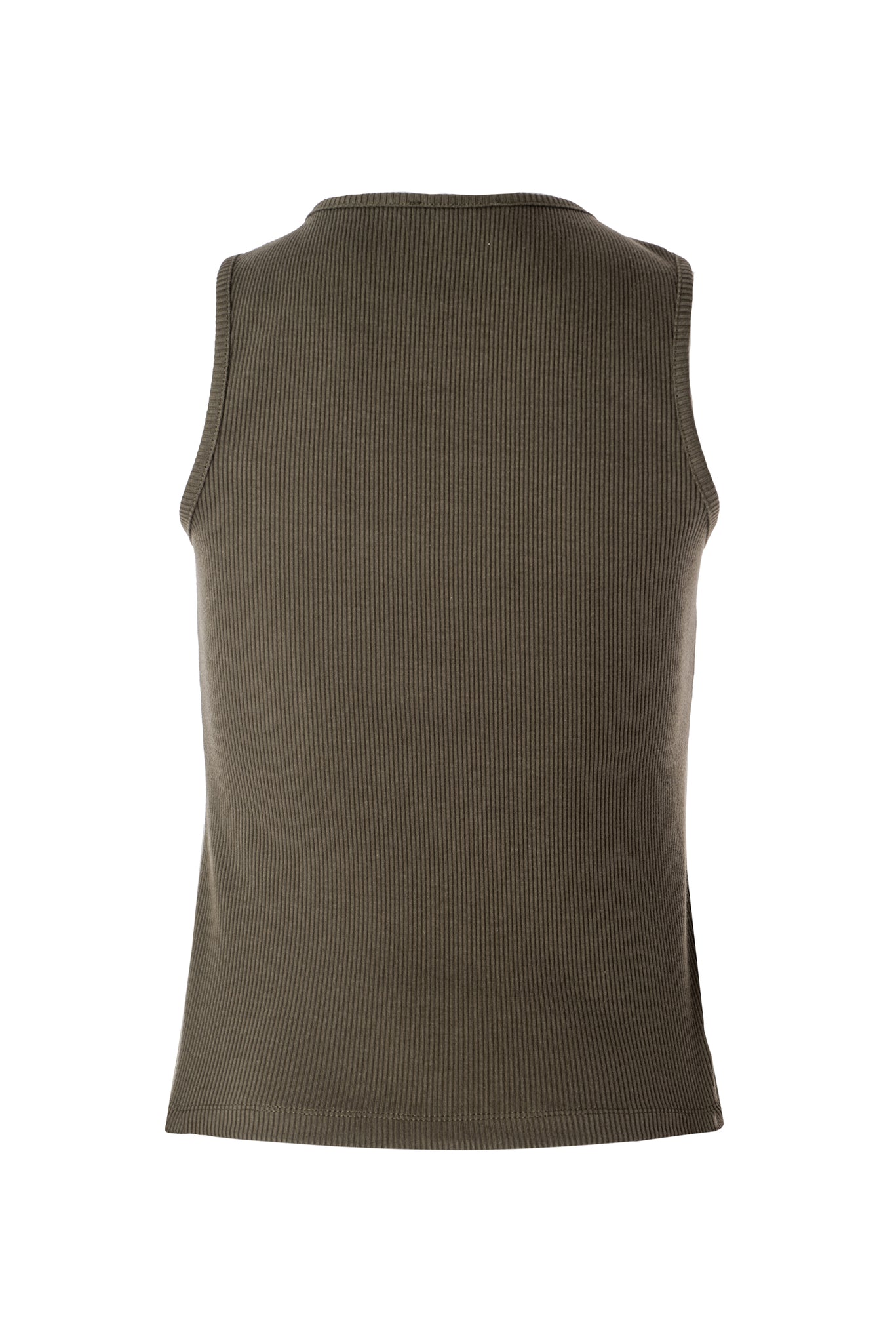 RIBBED tank TOP in olive green